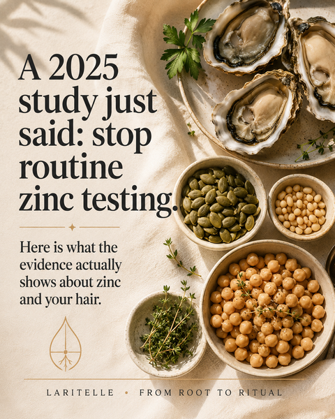 Zinc and hair loss: a 2025 study just said routine zinc testing isn't recommended. Here is what that means — and when zinc actually matters.