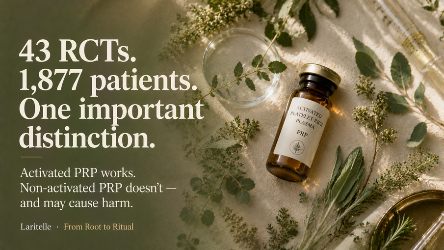 PRP just got its most rigorous review yet. 43 randomised controlled trials, 1,877 patients. Here is what the evidence actually says.