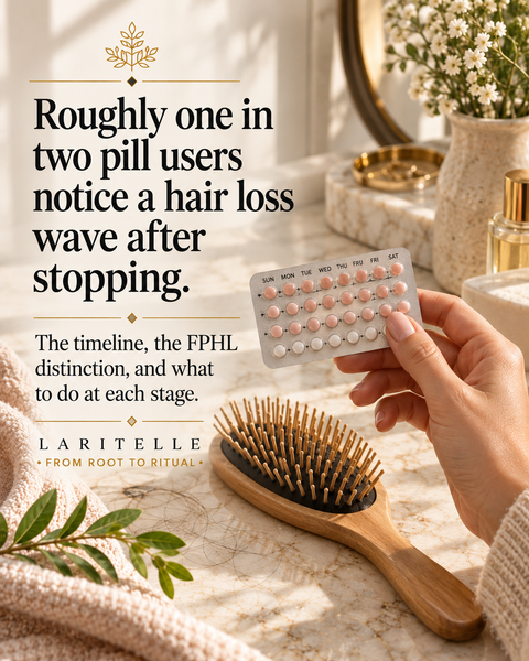 Hair loss after stopping the pill: the post-pill telogen effluvium timeline, the FPHL unmasking problem, and what to do when shedding continues past six months.