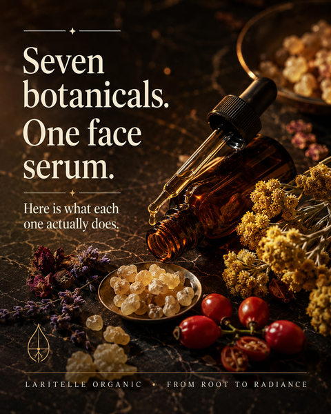 Ten ingredients. Every one of them organic. Here is what the Laritelle Rejuvenating Face Serum actually contains — and what each one does.