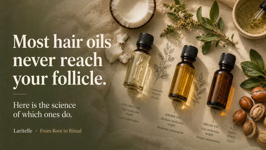 Most hair oils never reach your follicle. Here is the science of which ones do — and why it changes what you apply.