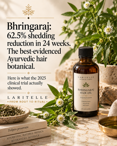 Ingredient spotlight: bhringaraj — the 62.5% shedding reduction in 24 weeks, the 5-AR inhibition mechanism, and what makes it the best-evidenced Ayurvedic hair botanical.