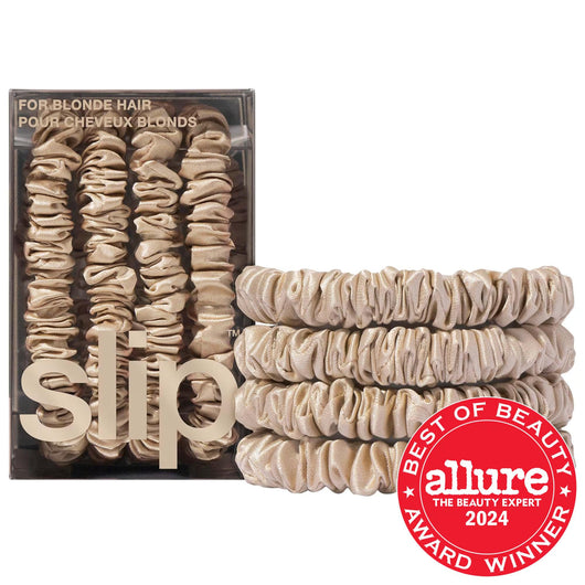 Slip Slipsilk Skinny Scrunchies - 4 Pack Silk Hair Accessories Anti-Crease Gentle Hair Ties