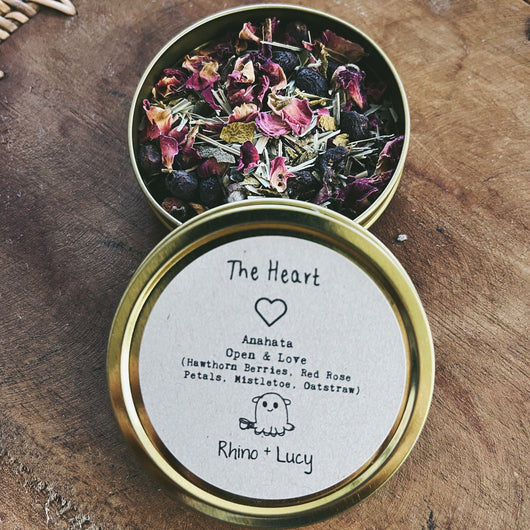 Heart Chakra Tea | Rose, Hawthorn, Oatstraw & Mistletoe | Herbal Loose Leaf Tea | Rhino + Lucy