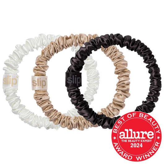 Slip Silk Skinny Scrunchies - 3 Pack: Gentle, Anti-Crease Hair Ties for Breakage Prevention & Healthy Hair