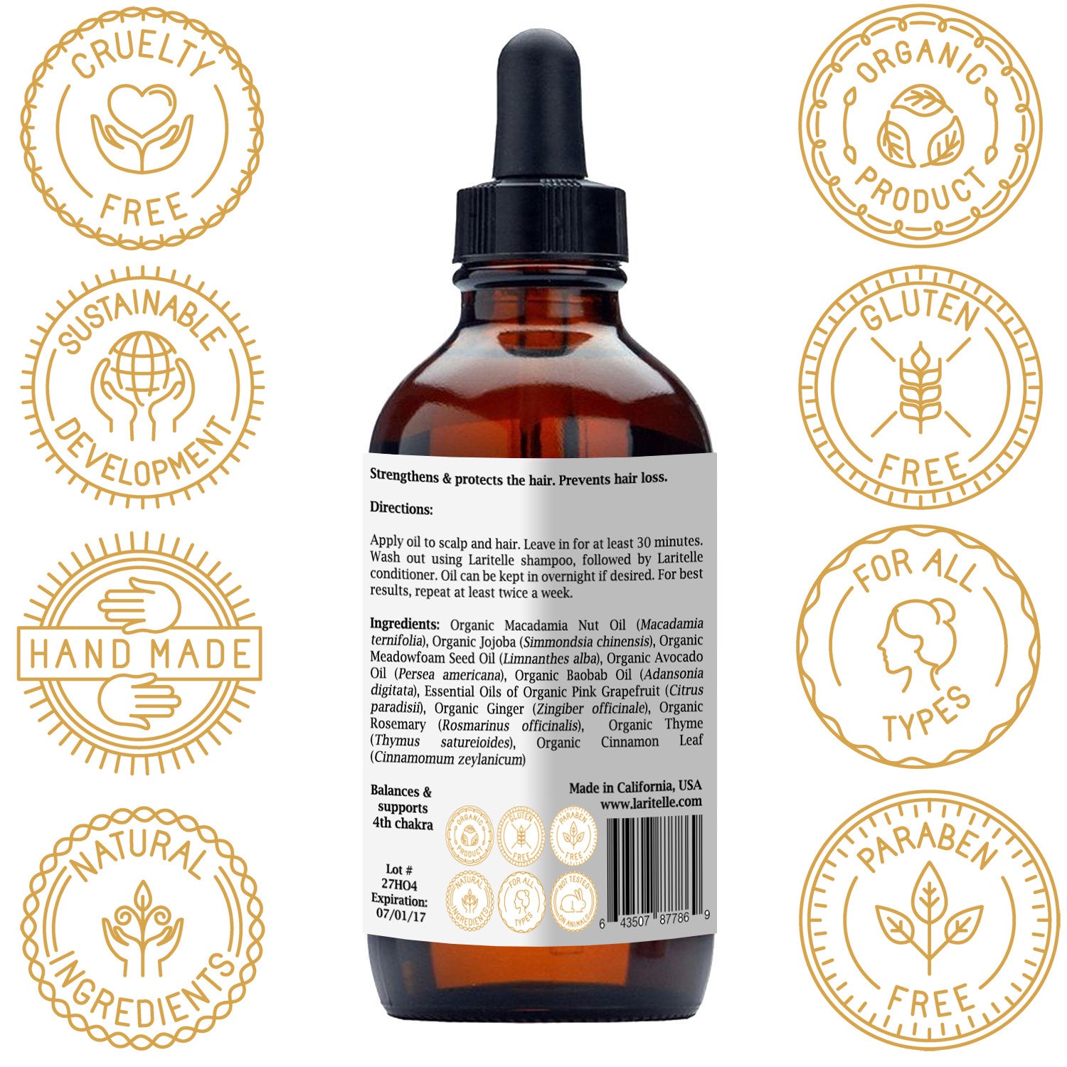 Laritelle Organic Hair Growth Treatment Nature's Love 4 oz