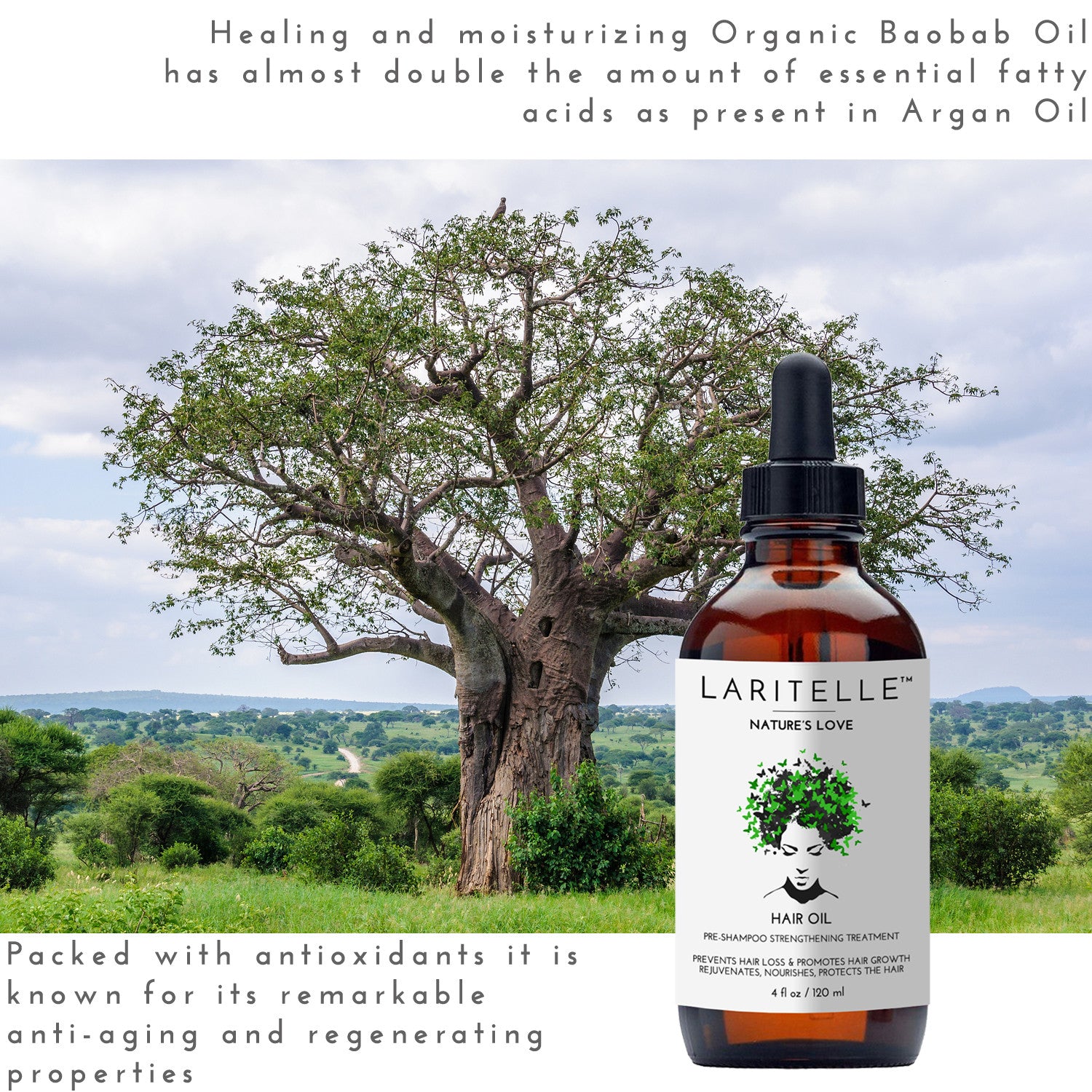 Laritelle Organic Hair Growth Treatment Nature's Love 4 oz