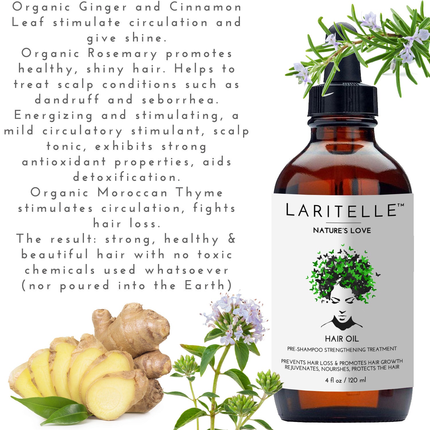 Laritelle Organic Hair Growth Treatment Nature's Love 4 oz