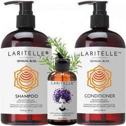 Laritelle Organic Hair Care Set Sensual Bliss: Shampoo 17.5 oz + Conditioner 16 oz + Bonus Post-Shampoo Hair Strengthening Treatment